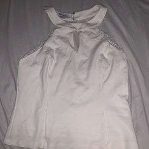 NWOT Bebe white halter lace top